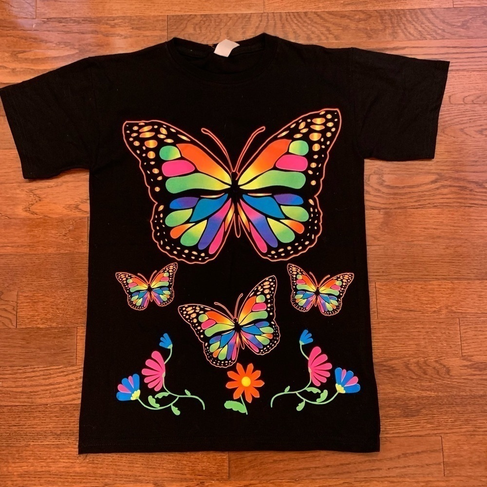 WOMENS BUTTERFLY SHIRT BOHO PSYCHEDELIC INDIE ROCK LARGE
